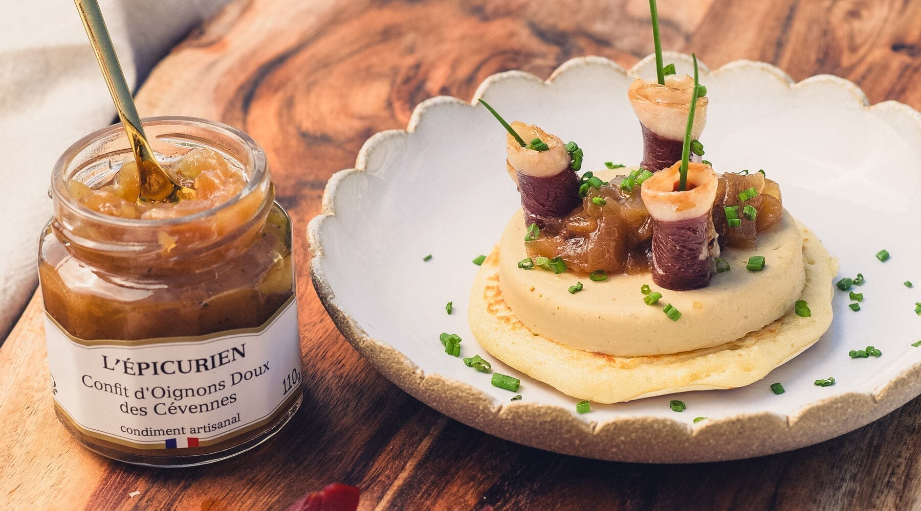 Duo de magret & foie gras sur blini maison