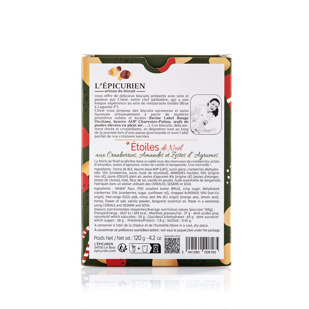 Étoiles de Noël aux Cranberries, Amandes et Zestes d’Agrumes Biscuit L'ÉPICURIEN 