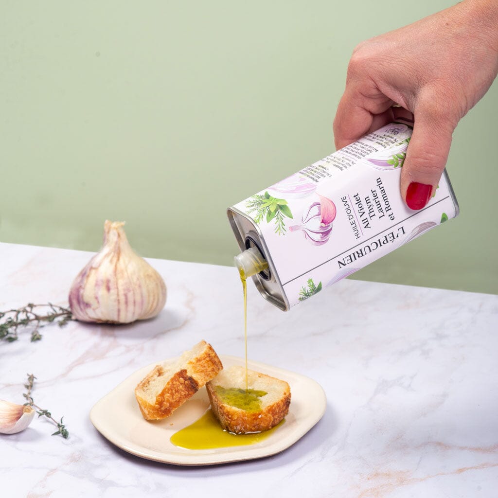 Huile d'Olive Vierge Extra infusée à l’Ail, Thym, Laurier &amp; Romarin aide culinaire L'Épicurien 