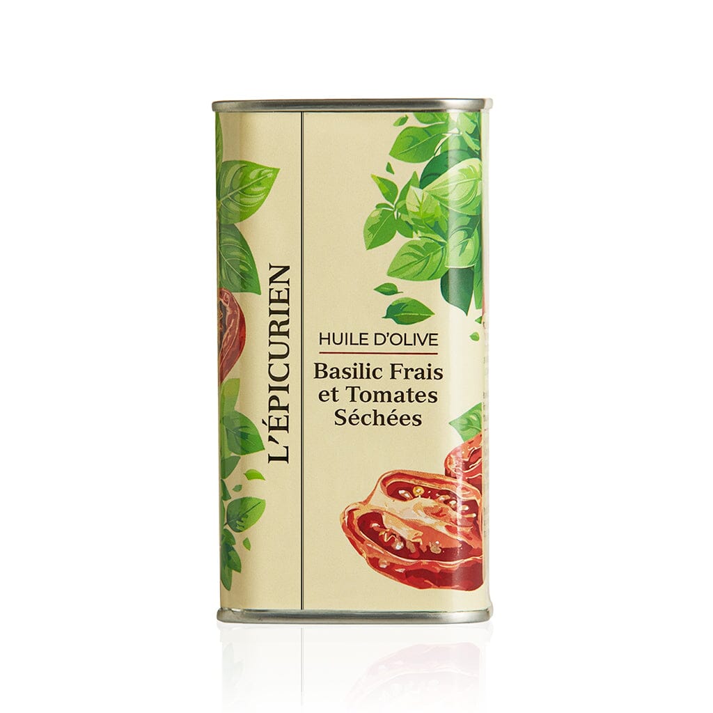 Huile d'Olive Vierge Extra infusée au Basilic Frais et Tomates Séchées aide culinaire L'Épicurien 
