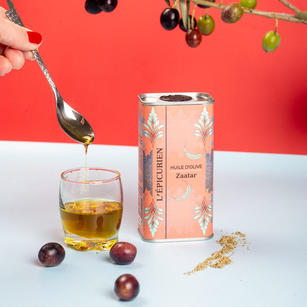 Huile d'Olive Vierge Extra infusée au Zaatar aide culinaire L'Épicurien 