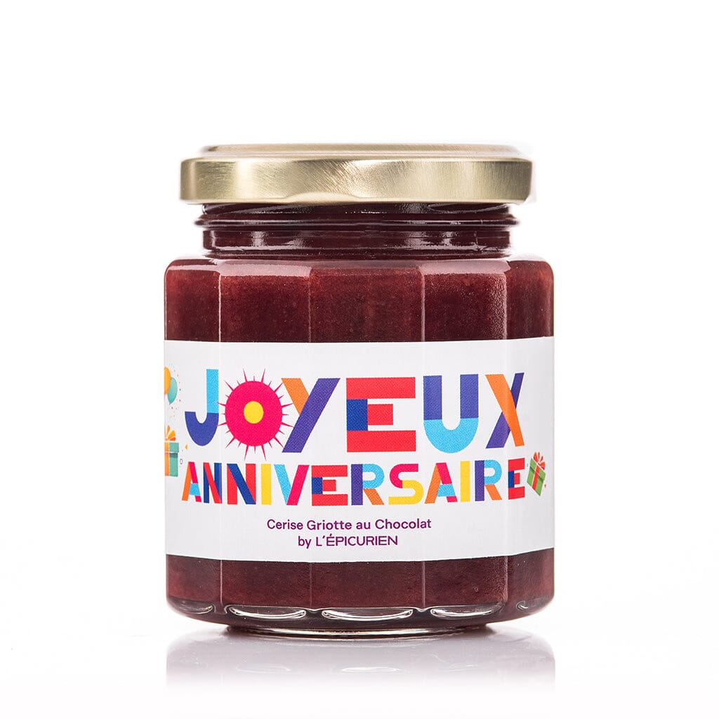 JOYEUX ANNIVERSAIRE (Cerise Griotte, Chocolat) cadeau L'Épicurien 