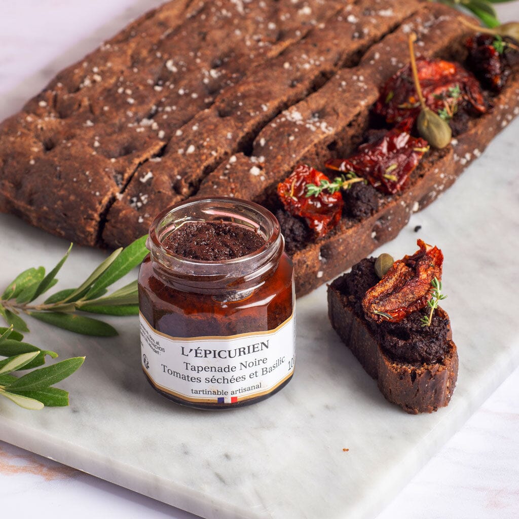 Tapenade Noire Tomates Séchées et Basilic tartinable L'Épicurien 